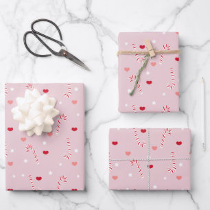 Feuille De Papier Cadeau Bonbons et étoile motif