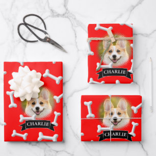 Feuille De Papier Cadeau Bones Motif Chien Nom Personnalisé