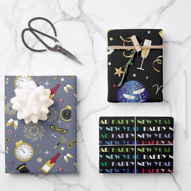 Feuille De Papier Cadeau Bonne année (Recto)