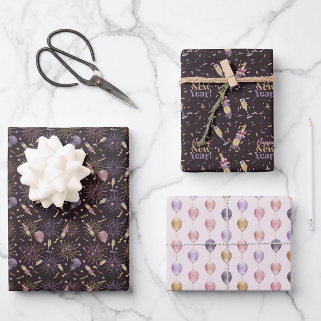 Feuille De Papier Cadeau Bonne année (Recto)