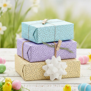 Feuille De Papier Cadeau Bonne main Pastel tiré Pois Pâques