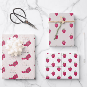 Feuille De Papier Cadeau Bonne Saint Valentin Raspberries Aquarelle