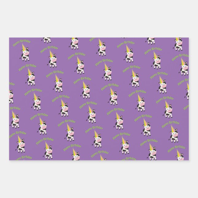 Feuille De Papier Cadeau Bonne vache fête d'anniversaire (Devant)