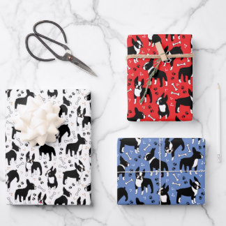 Feuille De Papier Cadeau Boston Terrier Playtime Cute Dogs