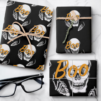 Feuille De Papier Cadeau Botte lunettes crâne 👓
