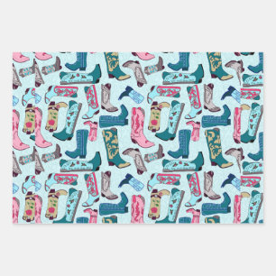 Feuille De Papier Cadeau Bottes Cowboy