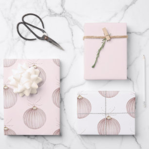 Feuille De Papier Cadeau Boug de café de Noël rose pâle