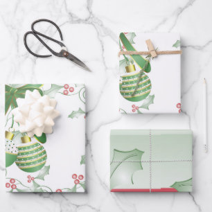 Feuille De Papier Cadeau Bouges de rose verte Holly