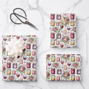 Feuille De Papier Cadeau Bougies vin élégant motif carrelé