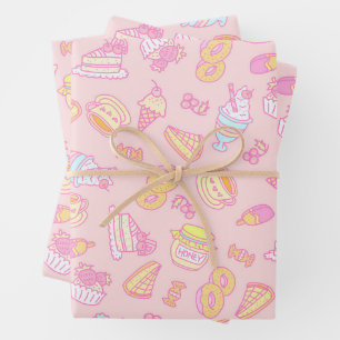Feuille De Papier Cadeau Boulangerie sucrée et Pêche à la boisson