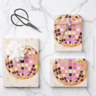 Feuille De Papier Cadeau Boule Disco Rétro Moderne