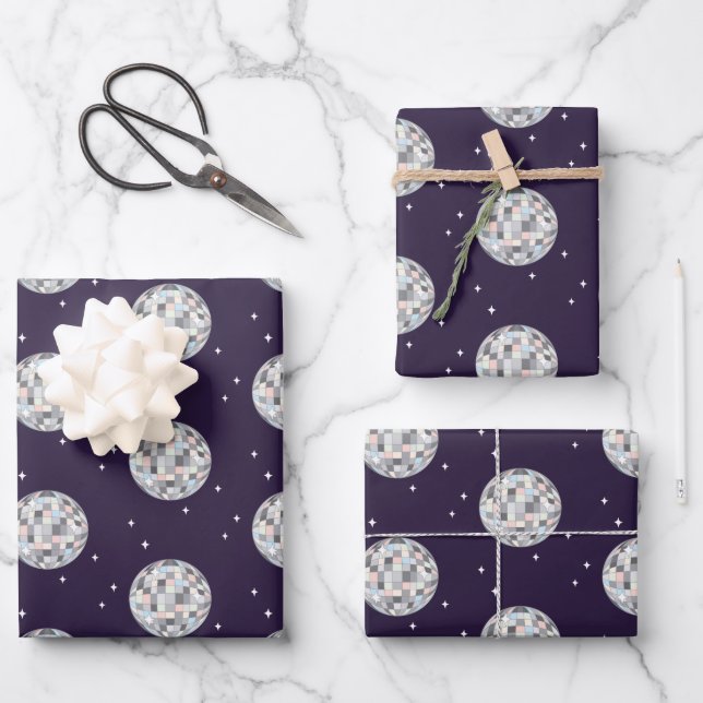 Feuille De Papier Cadeau Boules Disco (Recto)