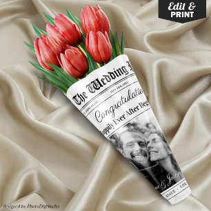 Feuille De Papier Cadeau Bouquet de fleurs de journaux Mariages modifiables