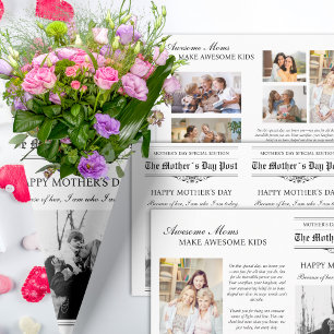 Feuille De Papier Cadeau Bouquet de fleurs du journal de la Fête des mères