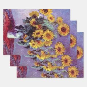 Feuille De Papier Cadeau Bouquet de tournesols de Claude Monet, Art Vintage