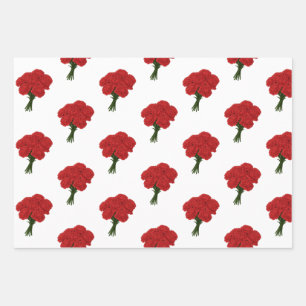 Feuille De Papier Cadeau Bouquet des oeillets rouges - Art romantique éléga