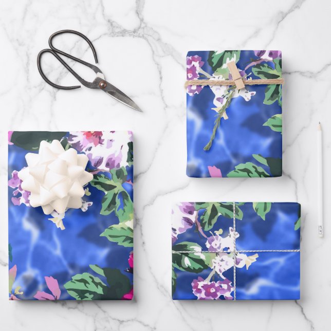 Feuille De Papier Cadeau Bouquets avec roses (Recto)