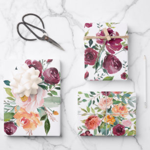 Feuille De Papier Cadeau Bouquets floraux rustiques et élégants
