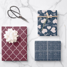 Bourgogne et bleu marine Motifs de Saint-Valentin