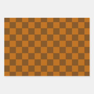 Feuille De Papier Cadeau Bouton À damiers Brown