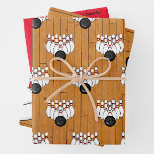 Feuille De Papier Cadeau Bowling Thème Anniversaire Personnalisé