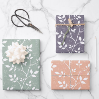 Feuille De Papier Cadeau Branches Botaniques Minimalistes Pastel Doux