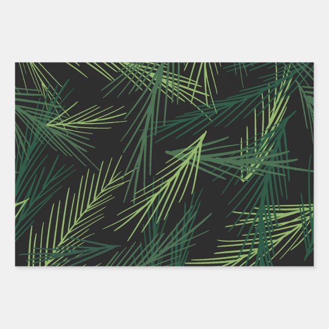 Feuille De Papier Cadeau Branches de Noël Motif (Devant)