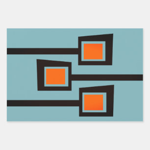 Feuille De Papier Cadeau Branches modernes du milieu du siècle avec des côt