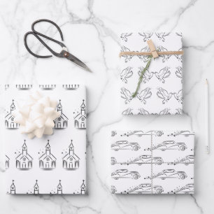 Feuille De Papier Cadeau Bride/Wedding shower noir et blanc simple