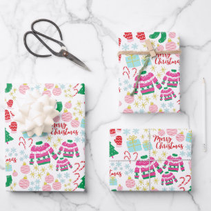 Feuille De Papier Cadeau Bright Happy Motif de Noël
