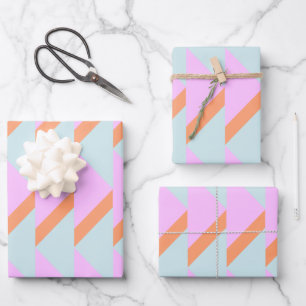 Feuille De Papier Cadeau Bright Pastel Retro Motif géométrique rose Aqua