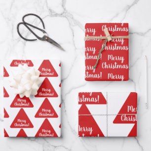 Feuille De Papier Cadeau Bright Red Joyeux Noël Motif moderne