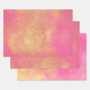 Feuille De Papier Cadeau Brillant brillant rose or brillant