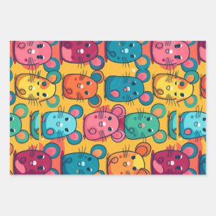 Feuille De Papier Cadeau Brillant et charmant Rats pour enfants Envelopper 