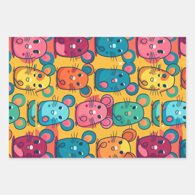 Feuille De Papier Cadeau Brillant et charmant Rats pour enfants Envelopper  (Devant)