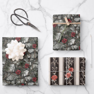 Feuille De Papier Cadeau Briques Roses Rouges Mariage