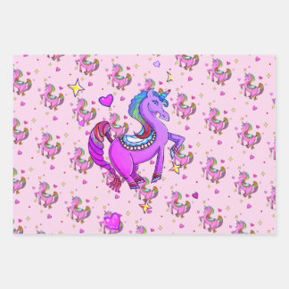 Feuille De Papier Cadeau Brite arc-en-ciel Unicorne