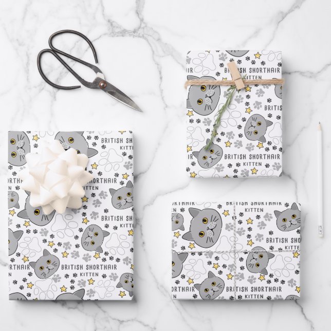 Feuille De Papier Cadeau British Shorthair (Recto)