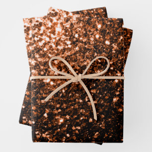 Feuille De Papier Cadeau Bronze brun faux parties scintillant scintillants