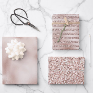 Feuille De Papier Cadeau Broussailler Champagne Parties scintillant rose
