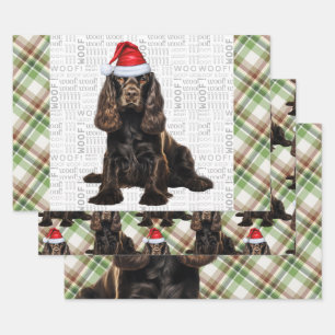 Feuille De Papier Cadeau Brown Cocker Spaniel Chien vacances Jeu de Noël