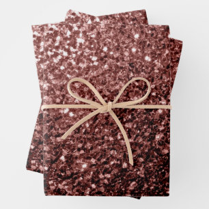 Feuille De Papier Cadeau Brown rouge faux parties scintillant scintille