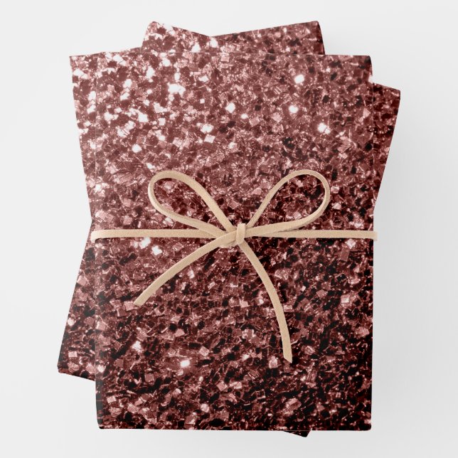 Feuille De Papier Cadeau Brown rouge faux parties scintillant scintille (En situation)