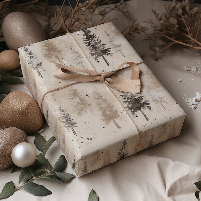Feuille De Papier Cadeau Brown Russe Pin d'hiver de Noël (Créateur téléchargé)