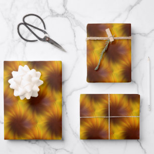 Feuille De Papier Cadeau Brown Yellow Swirl Motif Abstrait