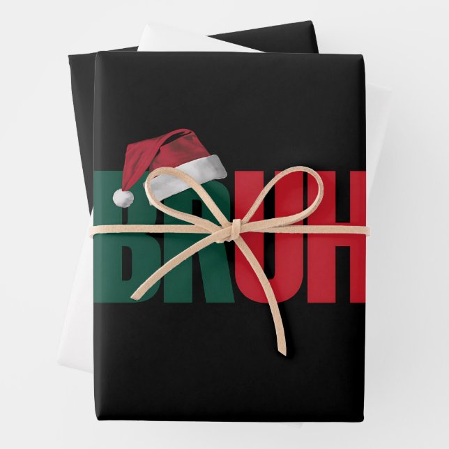 Feuille De Papier Cadeau Bruh Mème Drôle Dire Bro Salutation Noël (En situation)