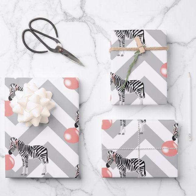 Feuille De Papier Cadeau Buble Gum Zebra Blowbble (Recto)