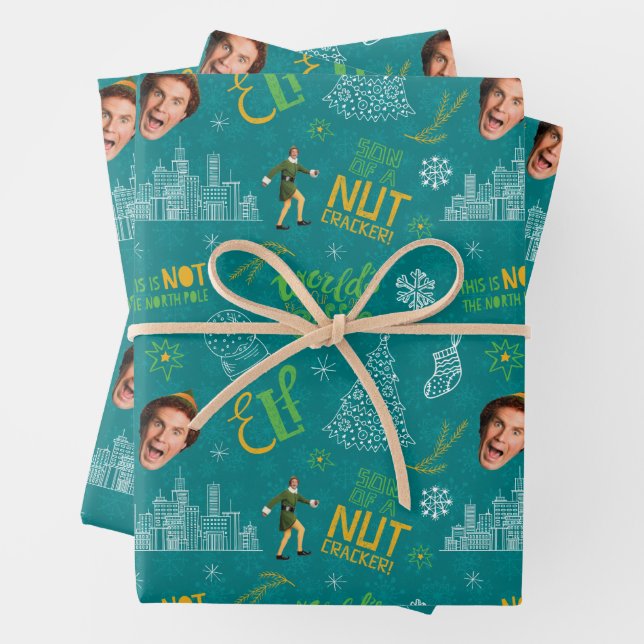 Feuille De Papier Cadeau Buddy le Motif de devis Turquoise Elf (En situation)