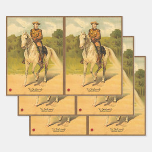 Feuille De Papier Cadeau Buffalo Bill Cody à cheval Motif