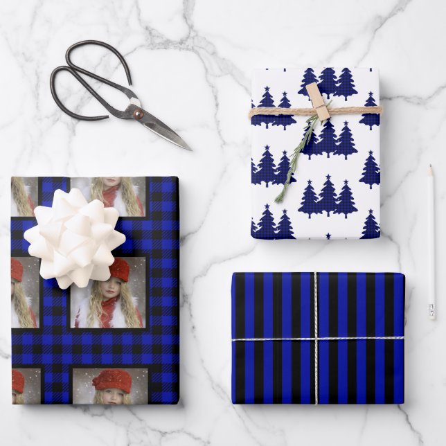 Feuille De Papier Cadeau Buffalo Check Photo Noël (Recto)